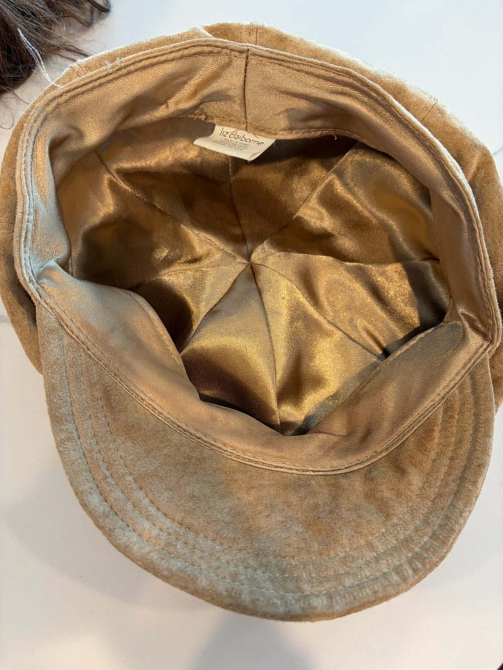 Classic Suede Baker Boy Cap in Tan - Picture 7 of 7